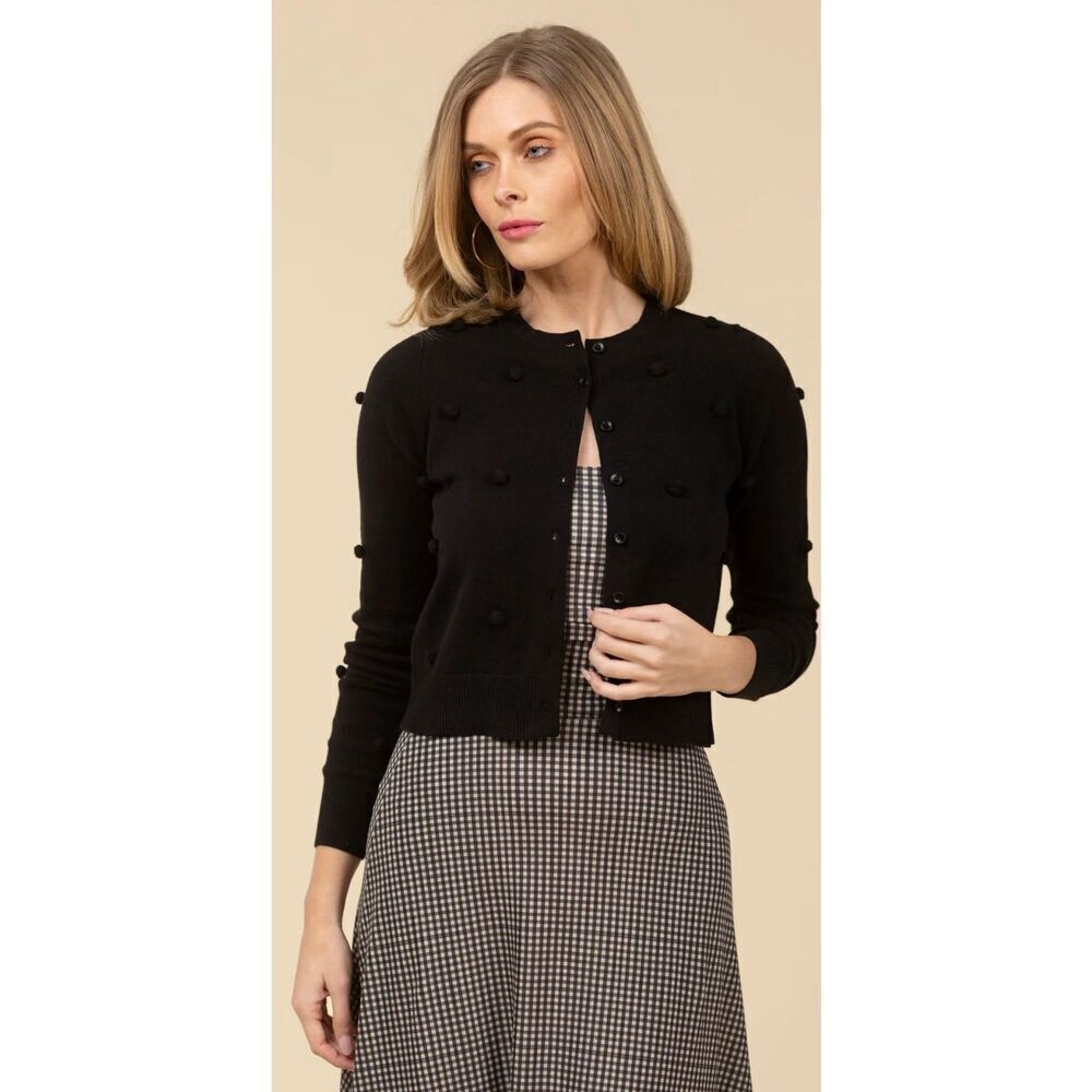 NWT Smith & Quinn Black Puff Juniper Cardigan Size Small